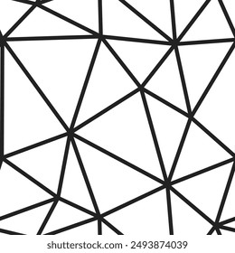 Triangles background design. Big triangles size. Regular lines weight. Repeatable pattern. Seamless tileable vector illustration.