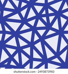 Triangles background design. Indigo color. Medium triangle size. Heavy lines weight. Repeatable pattern. Seamless tileable vector illustration.