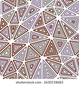 Triangles background design. Large shape size. Multiple repeated inner triangles. Multicolored style. Repeatable pattern. Stylish vector tiles. Seamless vector illustration.