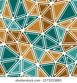 Triangles Background. Rounded solid shapes in frames. Large triangles size. Multiple colors style. Repeatable pattern. Beautiful vector tiles. Seamless vector illustration.