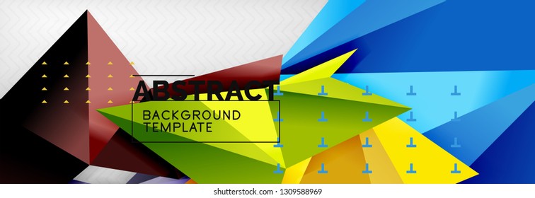 Triangles background techno template, vector illustration