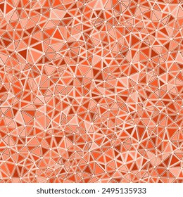 Triangles Background. Tiny triangles size. Solid shapes in frames. Mono tone colored style. Repeatable pattern. Beautiful vector tiles. Fiery Sunset Glow. Seamless vector illustration.