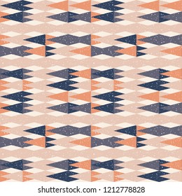 
Triangles background. Vector geometric seamless pattern in pastel retro colors and textured simple shapes.