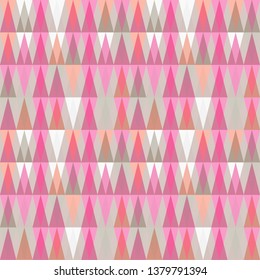 Triangles background. Vector geometric seamless pattern in pastel retro colors and simple shapes.