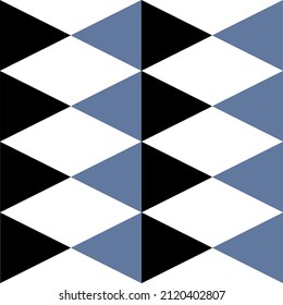 Triangles in black and blue tones, for the design of wallpaper, posters, textiles, postcards.