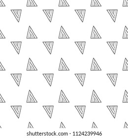 Triangles. Black and white seamless pattern. Geometric, abstract background for covers, textile. Doodle shapes.