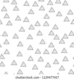 Triangles. Black and white seamless pattern. Geometric, abstract background for covers, textile. Doodle shapes.