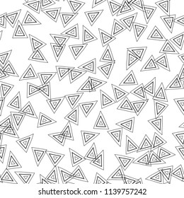 Triangles. Black and white seamless pattern. Geometric, abstract background for covers, textile. Doodle shapes.