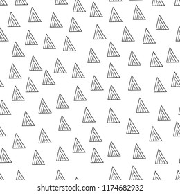 Triangles. Black and white seamless pattern. Geometric, abstract background for covers, textile. Doodle shapes.