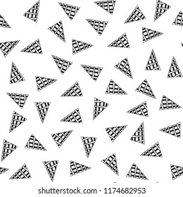 Triangles. Black and white seamless pattern. Geometric, abstract background for covers, textile. Doodle shapes.