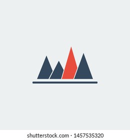 triangles chart or mountain peaks, vector icon or pictogram