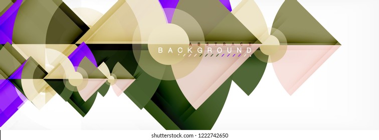 Triangles and circle geometric background, modern design