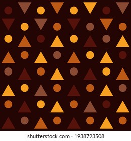 Triangles And Circles Abstract Pattern. Vector Brown Pattern. Abstract Shapes Vector Brown Pattern.