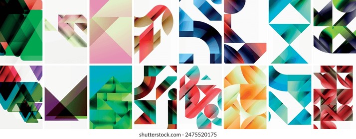 Triangles and circles abstract shapes templates set