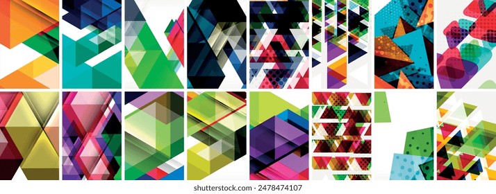 Triángulos y círculos abstractos Formas Plantillas conjunto