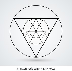 Triangles and circles Design element . Triangular Logo . Vector Lines, low poly object, trigonometry shape. Sacred geometry.