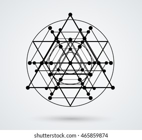 Triangles and circles Design element . Triangular Logo . Vector Lines, low poly object, trigonometry shape. Sacred geometry.