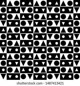 Triangles and circles mixed geometric pattern design, seamless geometric pattern design vector