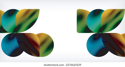 Triangles, circles, petals geometric shapes illustration