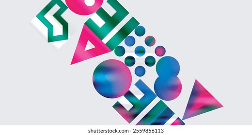 Triangles, circles, squares, rectangles design. Vector Illustration For Wallpaper, Banner, Background, Card, Book Illustration, landing page