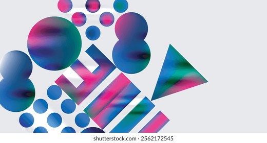 Triangles, circles, squares, rectangles design. Vector Illustration For Wallpaper, Banner, Background, Card, Book Illustration, landing page