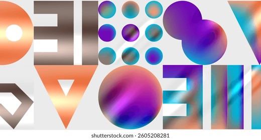 Triangles, circles, squares, rectangles design. Vector Illustration For Wallpaper, Banner, Background, Card, Book Illustration, landing page
