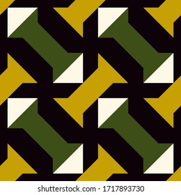 Triángulos, columnas de patrón transparente. Ornamento geométrico. Fondo popular. Papel tapiz geométrico. Motivo tribal. Antiguo mosaico. Triángulo, formas de columna. Impresión textil étnica, abstracta. Vector étnico.