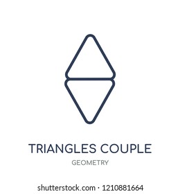 Triangles couple icon. Triangles couple linear symbol design from Geometry collection. Simple outline element vector illustration on white background.