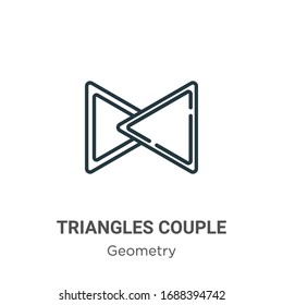 Triangles couple outline vector icon. Thin line black triangles couple icon, flat vector simple element illustration from editable geometry concept isolated stroke on white background