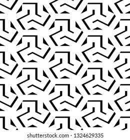 Triangles, curves ornament. Simple shapes wallpaper. Mosaics motif. Geometrical backdrop. Polygons background. Digital paper, web designing, textile print. Seamles pattern. Vector
