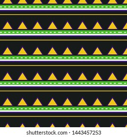 Triangles and dashed line Ethnic traditional seamless pattern, fabric, Patchwork texture.Traditional ornament. Tribal pattern. wallpaper, textile, fabric, poster, banner design project