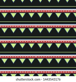 Triangles and dashed line Ethnic traditional seamless pattern, fabric, Patchwork texture.Traditional ornament. Tribal pattern. wallpaper, textile, fabric, poster, banner design project