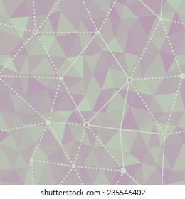 Triangles and dashed lines. Geometric abstract vector seamless pattern.