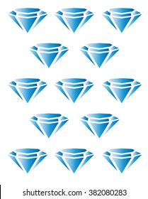 Triangles in diamond. Diamond isolated on white. Bright diamond. Valentine diamond.  Gift. Diamond symbol. Diamond background