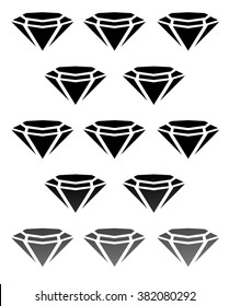 Triangles in diamond. Diamond isolated on white. Bright diamond. Valentine diamond.  Gift. Diamond symbol. Diamond background