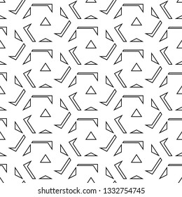Triangles, figures ornament. Geometrical backdrop. Seamless pattern. Simple shapes wallpaper. Geometric background. Polygonal motif. Digital paper, textile print, abstract. Vector