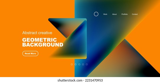 Triangles with fluid colors geometric abstract background. Techno or business concept, pattern for wallpaper, banner, background, landing page