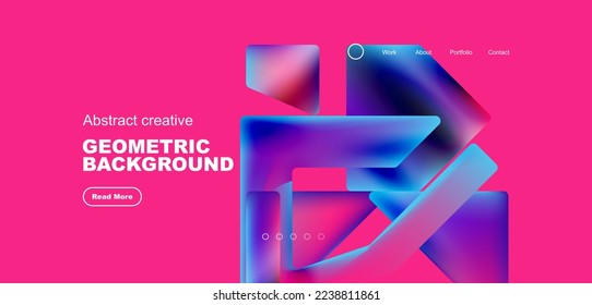 Triangles with fluid colors geometric abstract background. Techno or business concept, pattern for wallpaper, banner, background, landing page