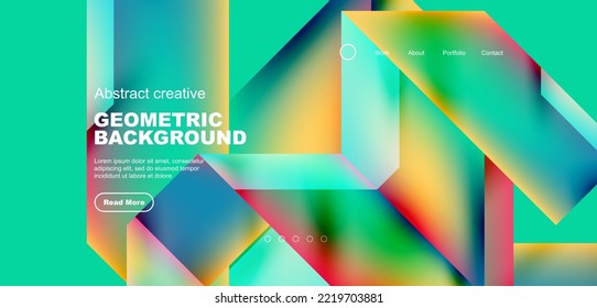Triangles with fluid gradients, abstract landing page background. Minimal shapes composition for wallpaper, banner, background, leaflet, catalog, cover, flyer