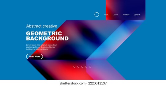 Triangles with fluid gradients, abstract landing page background. Minimal shapes composition for wallpaper, banner, background, leaflet, catalog, cover, flyer