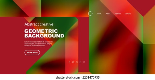 Triangles with fluid gradients, abstract landing page background. Minimal shapes composition for wallpaper, banner, background, leaflet, catalog, cover, flyer
