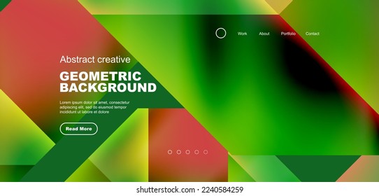 Triangles with fluid gradients, abstract landing page background. Minimal shapes composition for wallpaper, banner, background, leaflet, catalog, cover, flyer