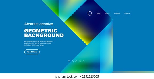 Triangles with fluid gradients, abstract landing page background. Minimal shapes composition for wallpaper, banner, background, leaflet, catalog, cover, flyer