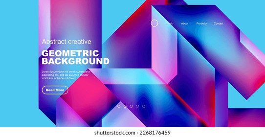 Triangles with fluid gradients, abstract landing page background. Minimal shapes composition for wallpaper, banner, background, leaflet, catalog, cover, flyer