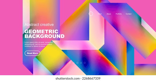 Triangles with fluid gradients, abstract landing page background. Minimal shapes composition for wallpaper, banner, background, leaflet, catalog, cover, flyer