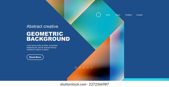 Dreiecke mit fließenden Farbverläufen, abstrakter Landing Page Hintergrund. Minimale Formen für Tapete, Banner, Hintergrund, Broschüre, Katalog, Cover, Flyer