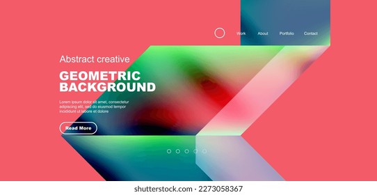 Triangles with fluid gradients, abstract landing page background. Minimal shapes composition for wallpaper, banner, background, leaflet, catalog, cover, flyer