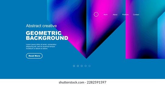 Dreiecke mit fließenden Farbverläufen, abstrakter Landing Page Hintergrund. Minimale Formen für Tapete, Banner, Hintergrund, Broschüre, Katalog, Cover, Flyer
