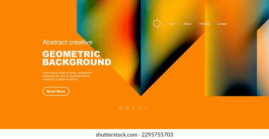 Triangles with fluid gradients, abstract landing page background. Minimal shapes composition for wallpaper, banner, background, leaflet, catalog, cover, flyer
