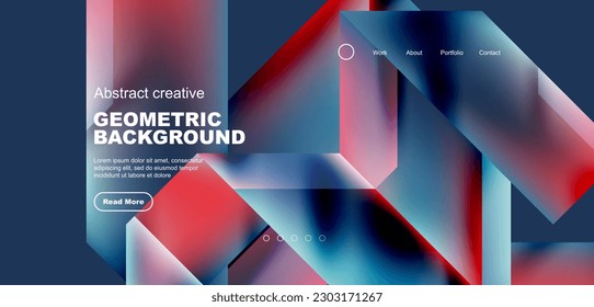 Triangles with fluid gradients, abstract landing page background. Minimal shapes composition for wallpaper, banner, background, leaflet, catalog, cover, flyer